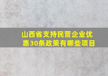 山西省支持民营企业优惠30条政策有哪些项目