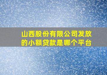 山西股份有限公司发放的小额贷款是哪个平台