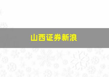 山西证券新浪