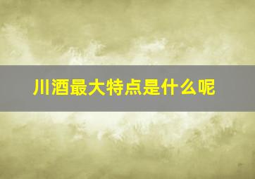 川酒最大特点是什么呢