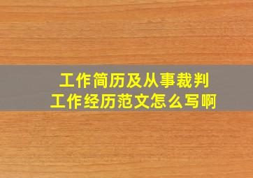 工作简历及从事裁判工作经历范文怎么写啊