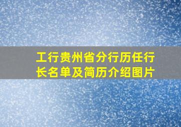 工行贵州省分行历任行长名单及简历介绍图片