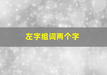 左字组词两个字