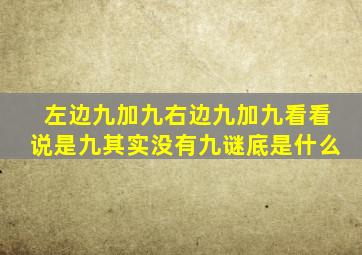 左边九加九右边九加九看看说是九其实没有九谜底是什么