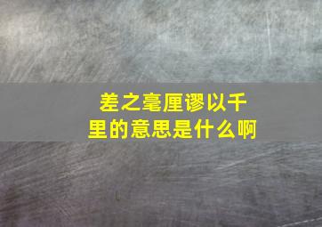 差之毫厘谬以千里的意思是什么啊