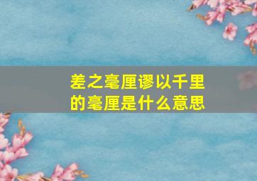 差之毫厘谬以千里的毫厘是什么意思