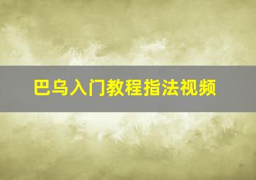 巴乌入门教程指法视频