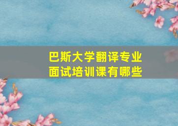 巴斯大学翻译专业面试培训课有哪些