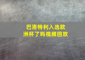 巴洛特利入选欧洲杯了吗视频回放