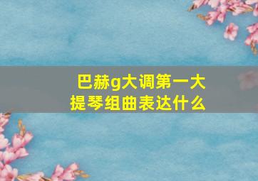 巴赫g大调第一大提琴组曲表达什么