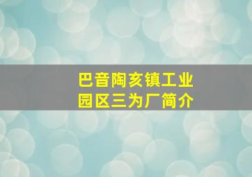 巴音陶亥镇工业园区三为厂简介