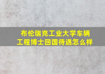 布伦瑞克工业大学车辆工程博士回国待遇怎么样