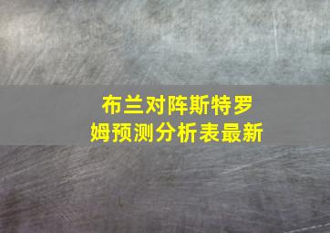 布兰对阵斯特罗姆预测分析表最新