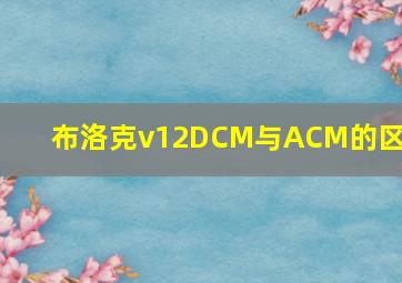 布洛克v12DCM与ACM的区别