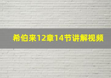 希伯来12章14节讲解视频