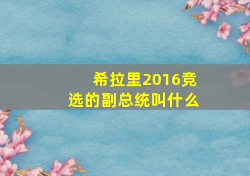 希拉里2016竞选的副总统叫什么