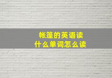 帐篷的英语读什么单词怎么读