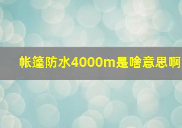 帐篷防水4000m是啥意思啊