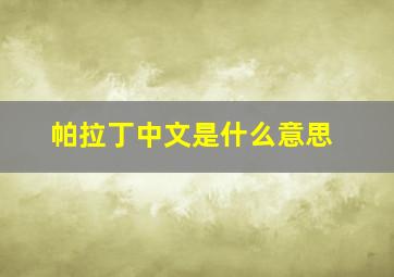 帕拉丁中文是什么意思