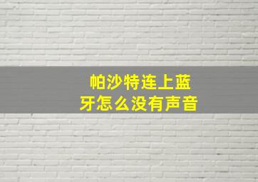 帕沙特连上蓝牙怎么没有声音