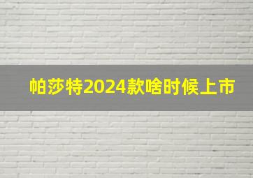 帕莎特2024款啥时候上市