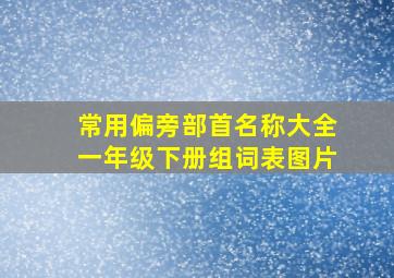 常用偏旁部首名称大全一年级下册组词表图片