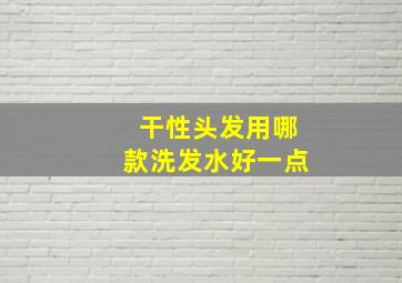 干性头发用哪款洗发水好一点