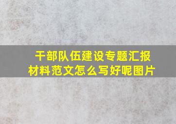 干部队伍建设专题汇报材料范文怎么写好呢图片