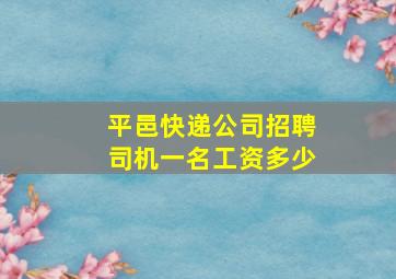 平邑快递公司招聘司机一名工资多少