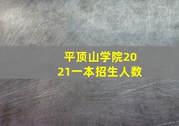 平顶山学院2021一本招生人数