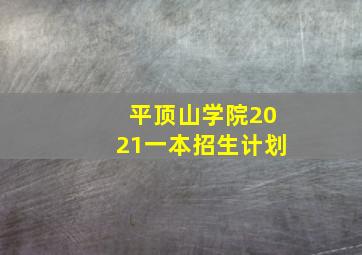 平顶山学院2021一本招生计划