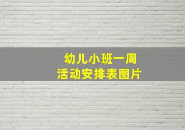 幼儿小班一周活动安排表图片