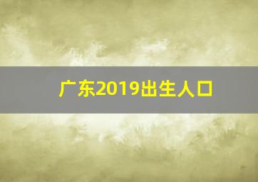 广东2019出生人口