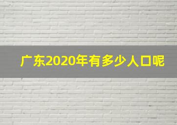 广东2020年有多少人口呢