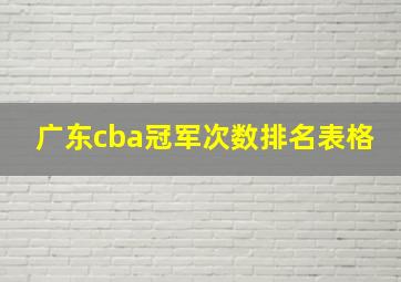 广东cba冠军次数排名表格