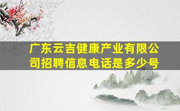 广东云吉健康产业有限公司招聘信息电话是多少号