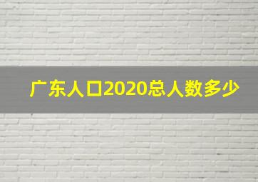 广东人口2020总人数多少