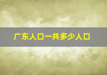 广东人口一共多少人口