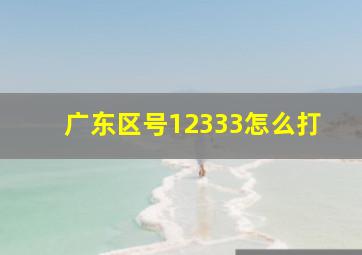 广东区号12333怎么打