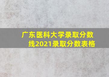 广东医科大学录取分数线2021录取分数表格