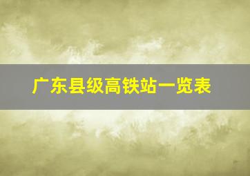 广东县级高铁站一览表