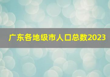 广东各地级市人口总数2023