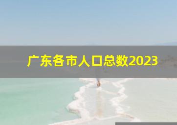 广东各市人口总数2023