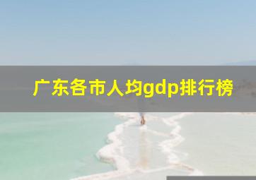 广东各市人均gdp排行榜