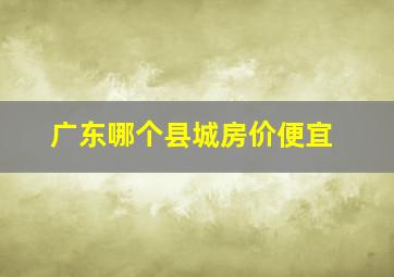 广东哪个县城房价便宜