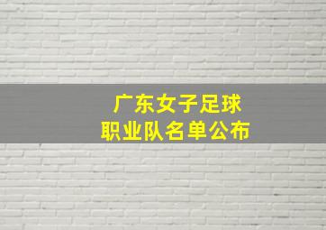 广东女子足球职业队名单公布