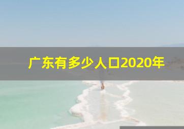 广东有多少人口2020年