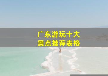 广东游玩十大景点推荐表格