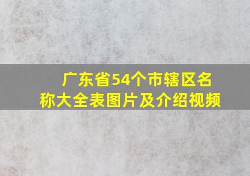 广东省54个市辖区名称大全表图片及介绍视频