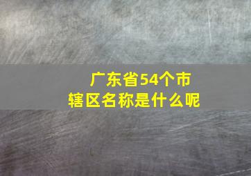 广东省54个市辖区名称是什么呢